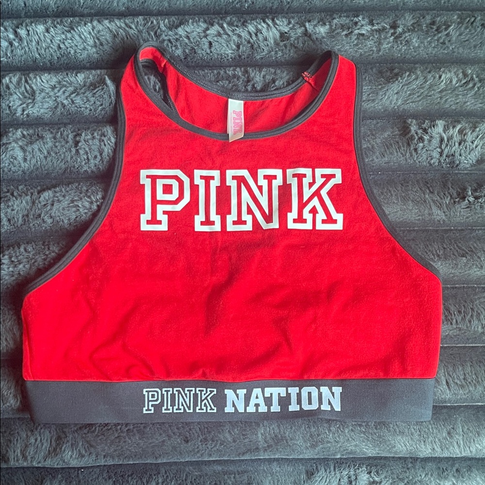 Pink Nation Red and Gray Crop Top
